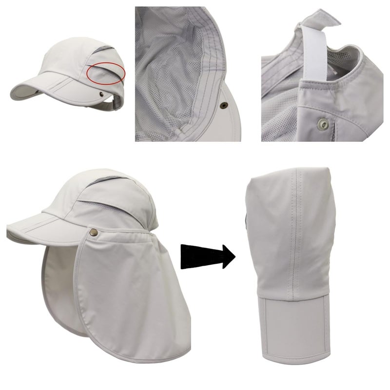 LLmoway Mens Womens Fishing Hat Sun Protection Hat with Neck Flap Breathable Quick Dry Cap Beige - Image 5